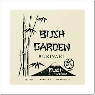 Vintage Seattle Retro Bush Garden Japanese Restaurant Distressed Posters and Art